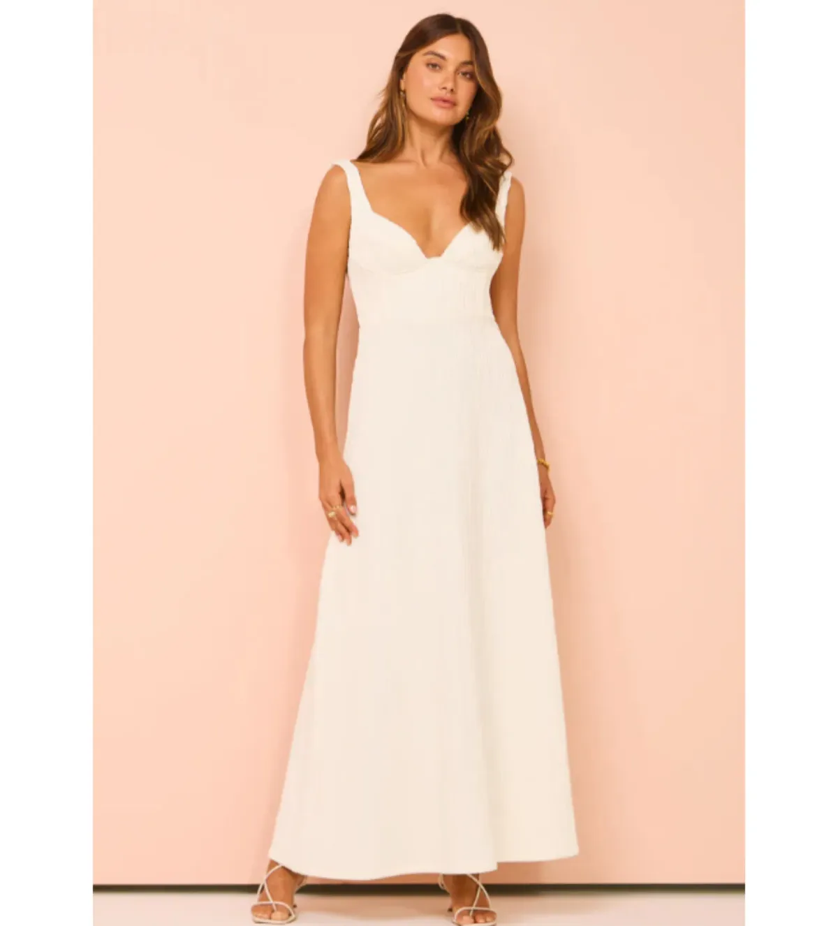 Issy Cupped Rib Maxi Dress White Size 6 - Image 1