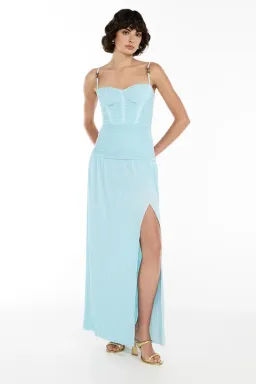 Manning Cartell Double Time Pleat Maxi Dress in Blue Size AU 8 for rent on The Volte - image 2