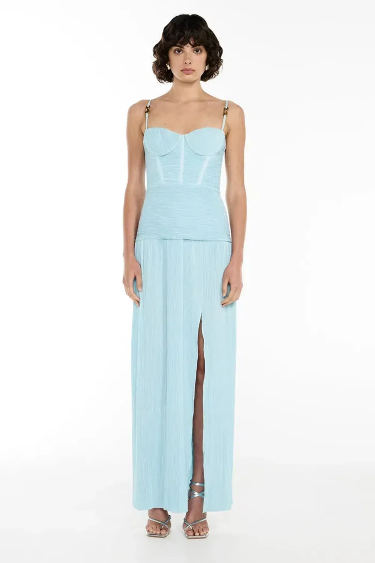 Manning Cartell Double Time Pleat Maxi Dress in Blue Size AU 8 - Image 1