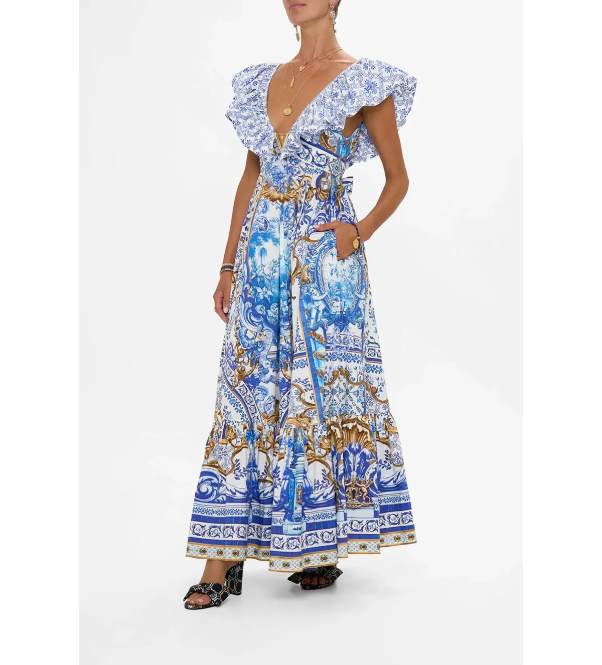 Camilla Azul Adventures Frill Neck Dress With Hardware Size 8 - Image 2