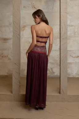 Fait Par Foutch Colette Dress Bordeaux Size S/AU 8 for rent on The Volte - image 3