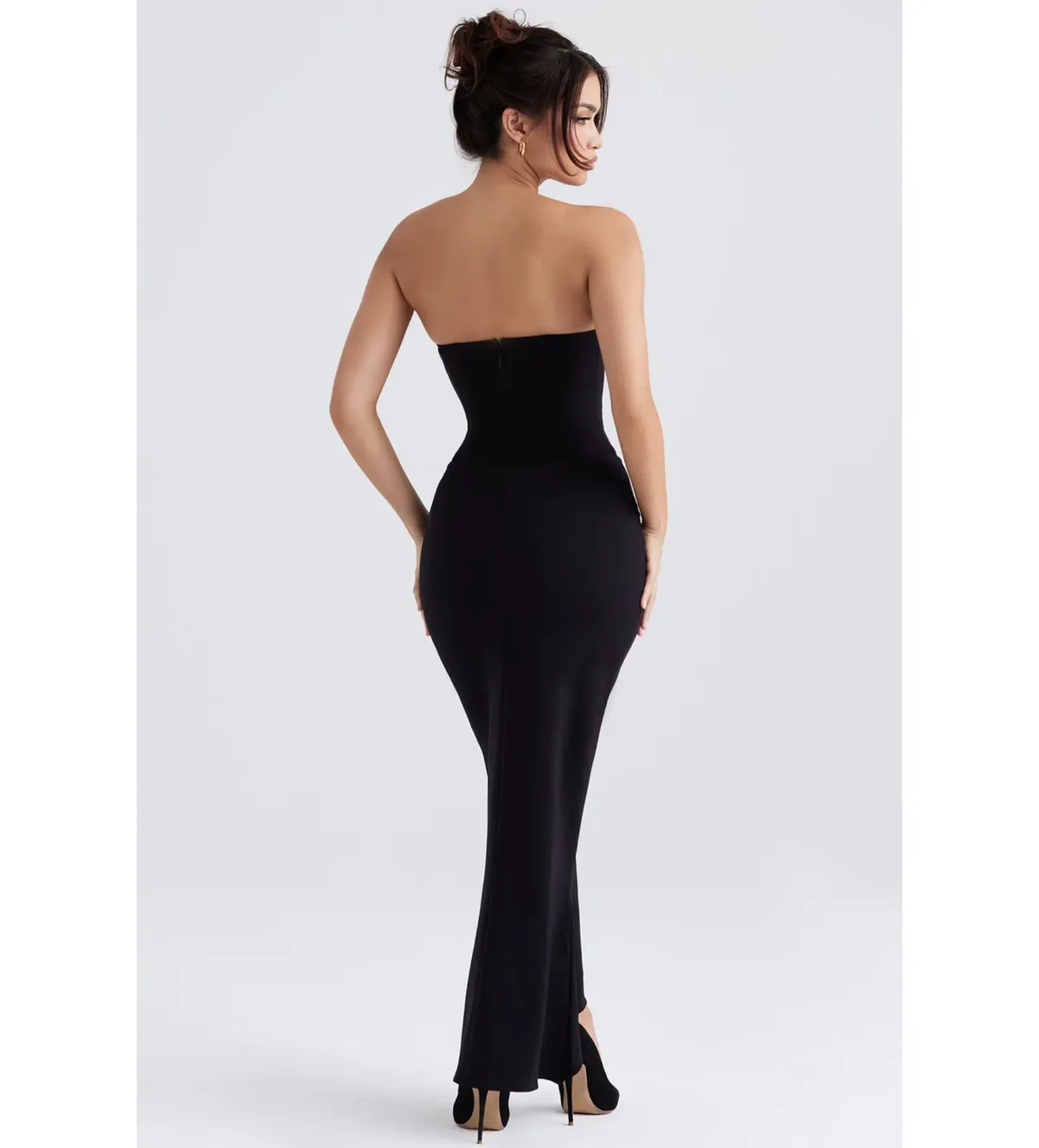 House of CB Sabine Crepe Strapless Corset Maxi Dress Black Size L/AU 12 - Image 3