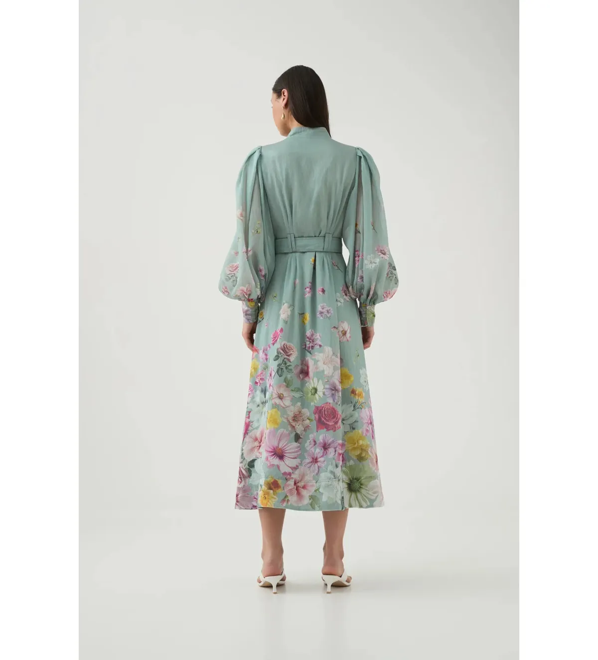 Aje Fleur Shirt Dress Mist Collage Floral Size 10 - Image 4