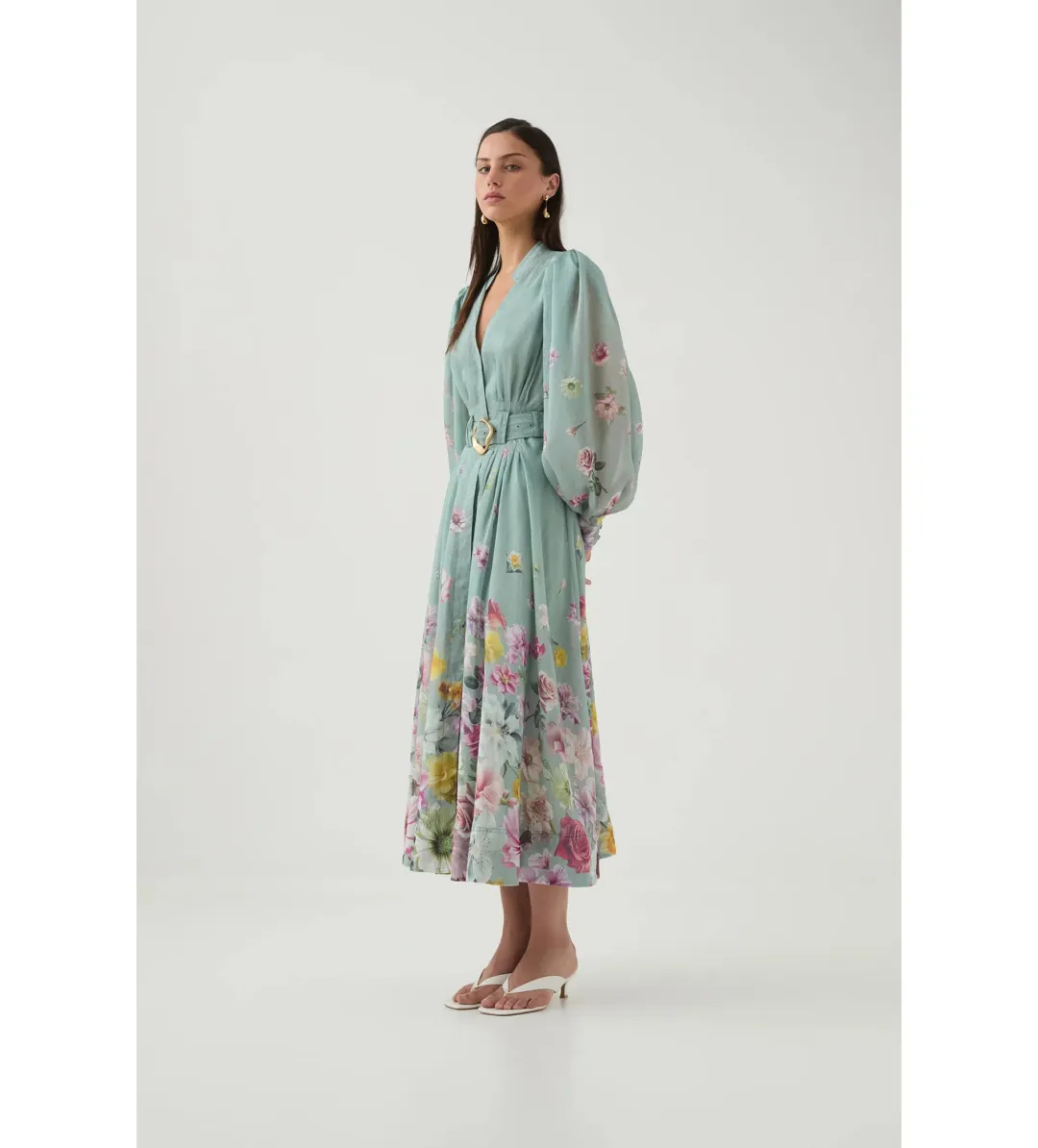 Aje Fleur Shirt Dress Mist Collage Floral Size 10 for rent on The Volte - main image