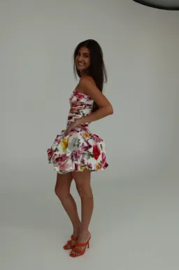 Aje Violette Bubble Hem Mini Dress Collage Floral Size AU 10 for rent on The Volte - image 2