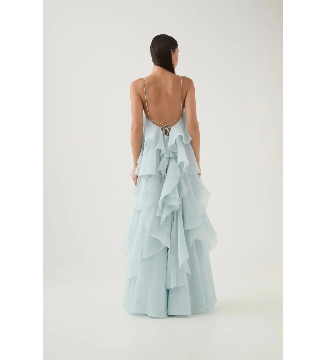 Aje Pandorea Layered Maxi Dress Silver Blue Size AU 8 for rent on The Volte - main image
