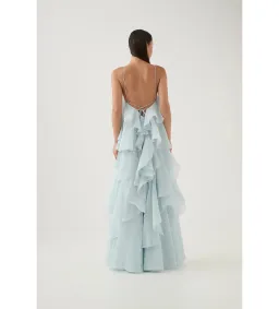 Aje Pandorea Layered Maxi Dress Silver Blue Size AU 8 for rent on The Volte - image 9