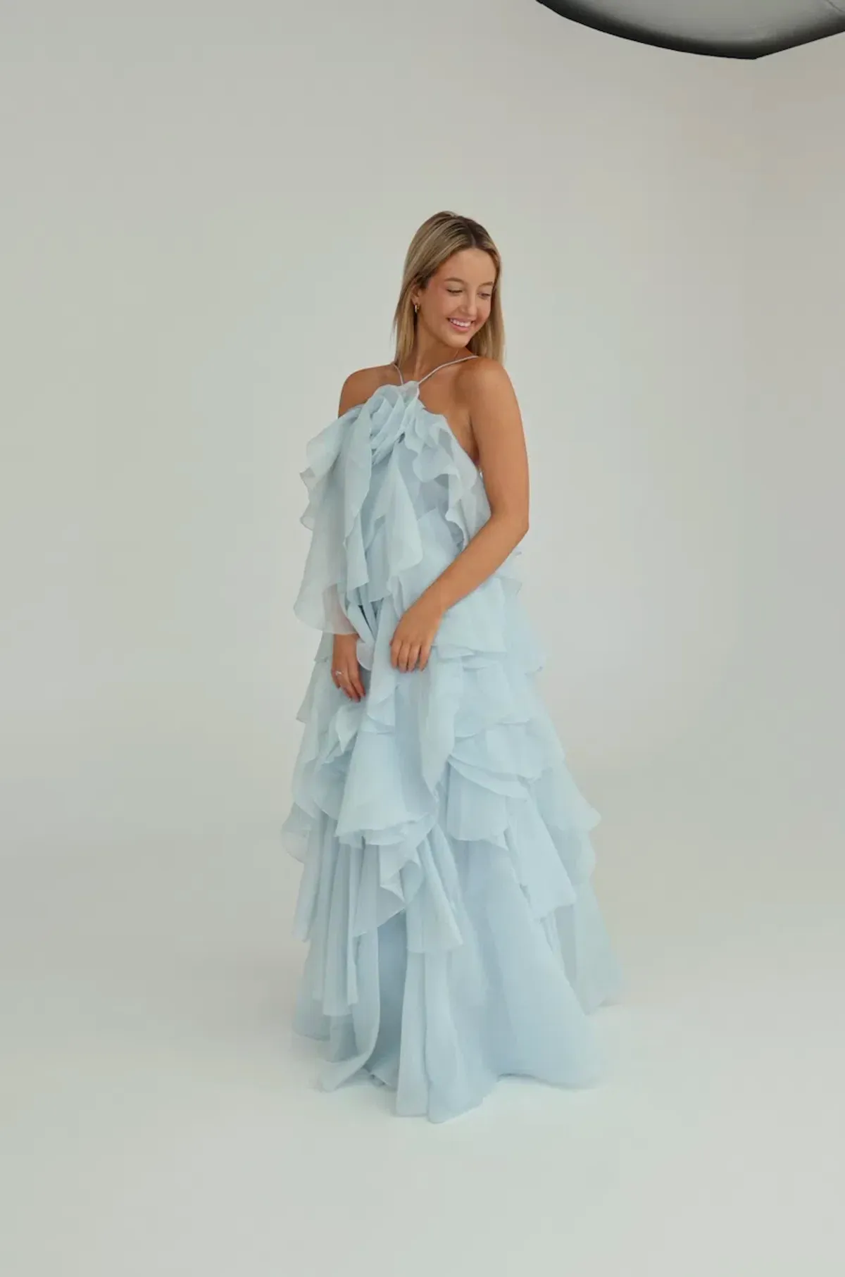 Aje Pandorea Layered Maxi Dress Silver Blue Size AU 8 - Image 5
