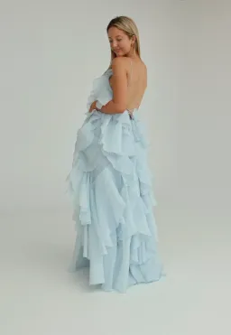 Aje Pandorea Layered Maxi Dress Silver Blue Size AU 8 for rent on The Volte - image 4
