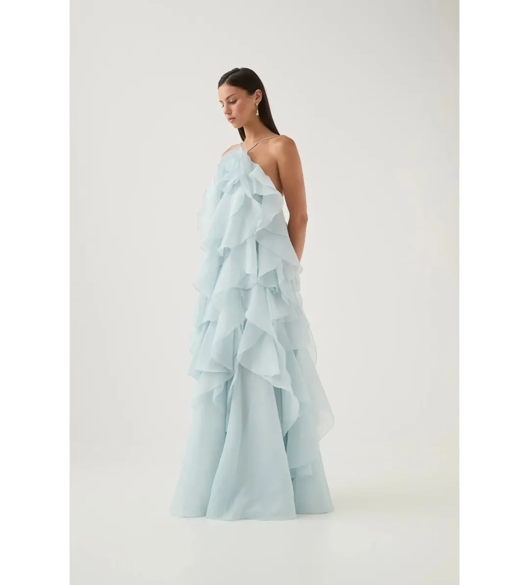 Aje Pandorea Layered Maxi Dress Silver Blue Size AU 8 for rent on The Volte - main image