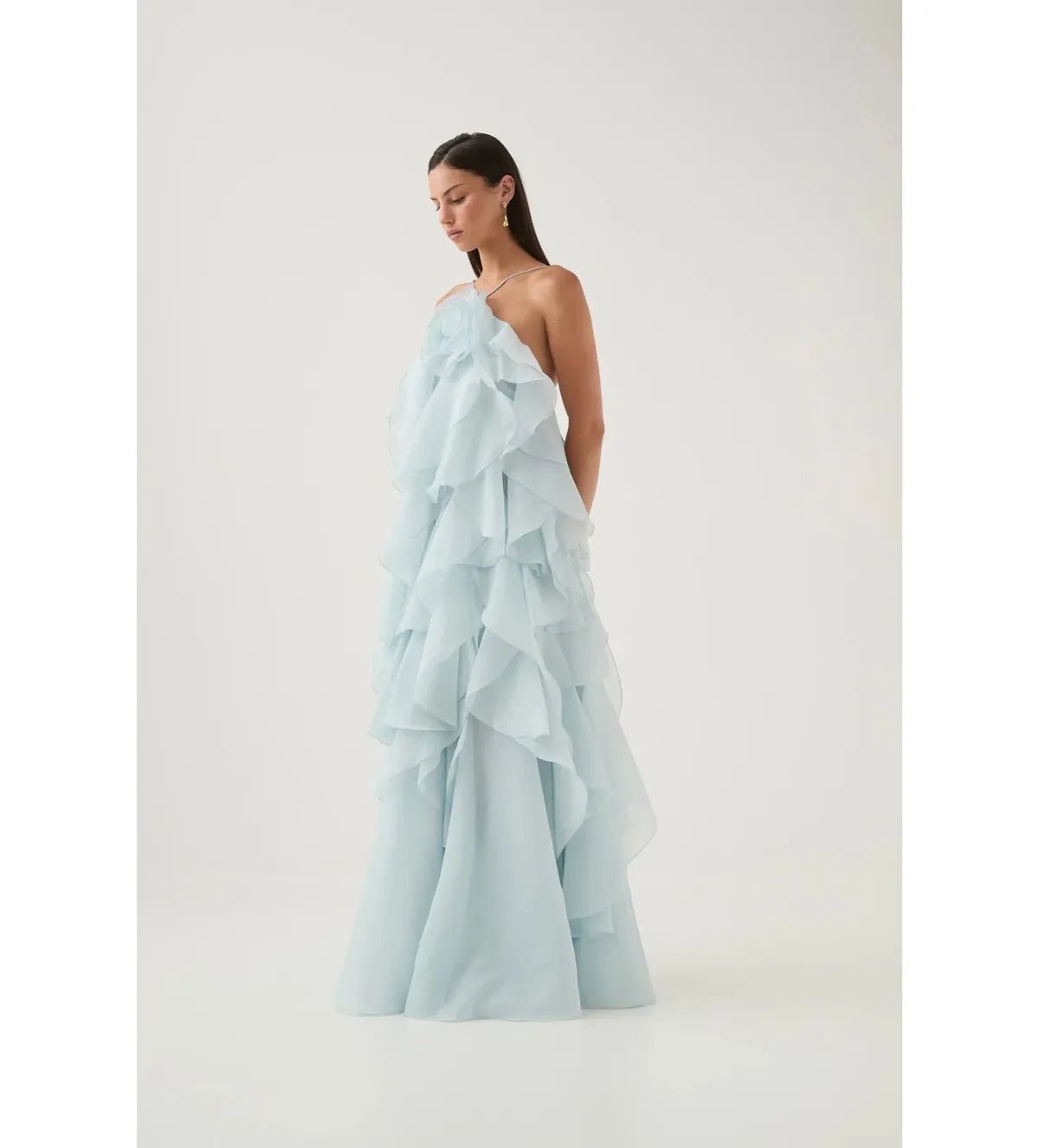 Aje Pandorea Layered Maxi Dress Silver Blue Size AU 8 - Image 8