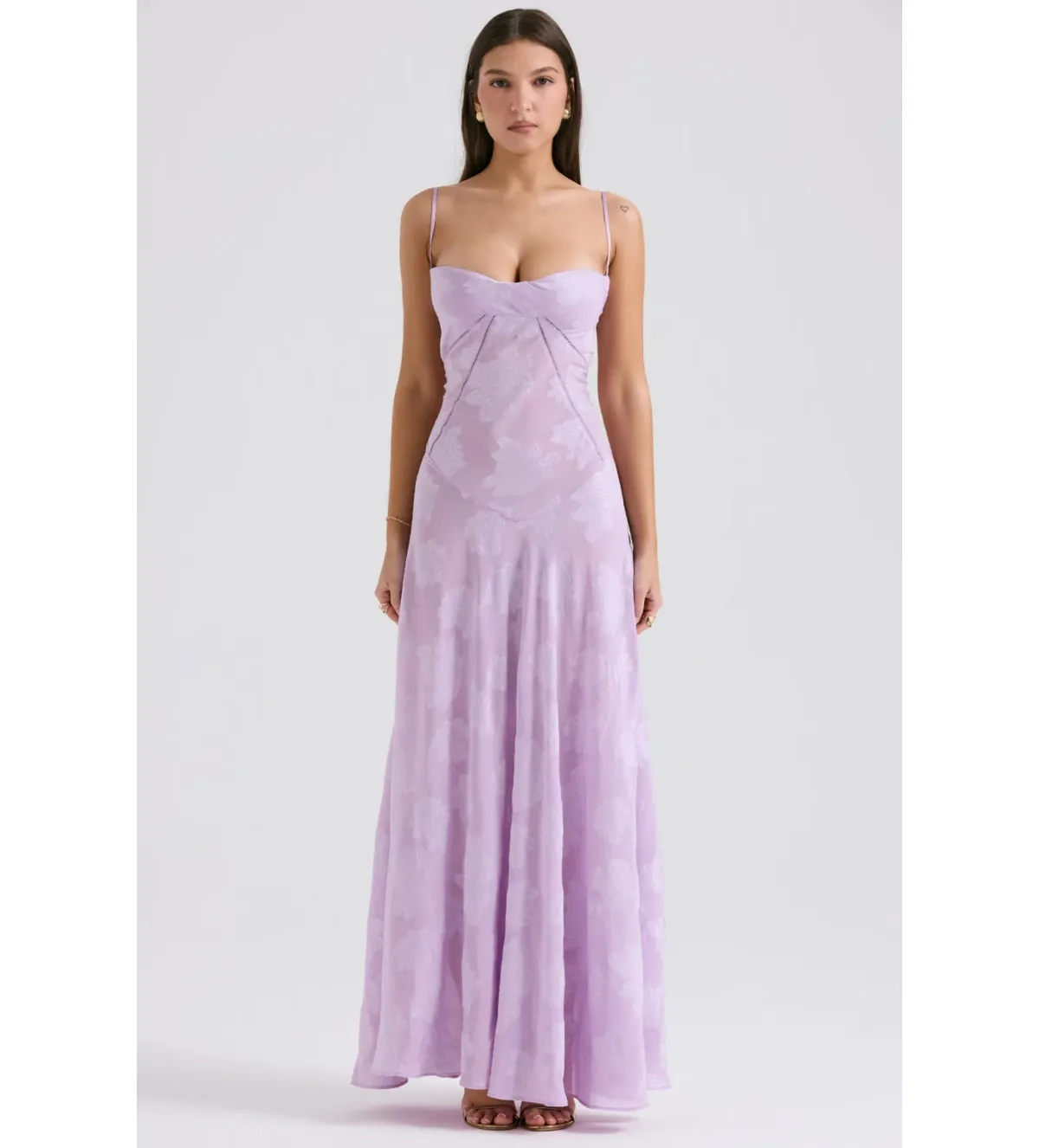House Of CB Seren Lace Back Maxi Dress Orchid Floral Size S / AU 8 - Image 1