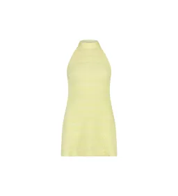 With Harper Lu Textured Halter Mini Dress in Lemon Size M / AU 10 for rent on The Volte - image 4