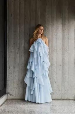 Aje Pandorea Layered Maxi Dress Silver Blue Size AU 8 for rent on The Volte - image 3