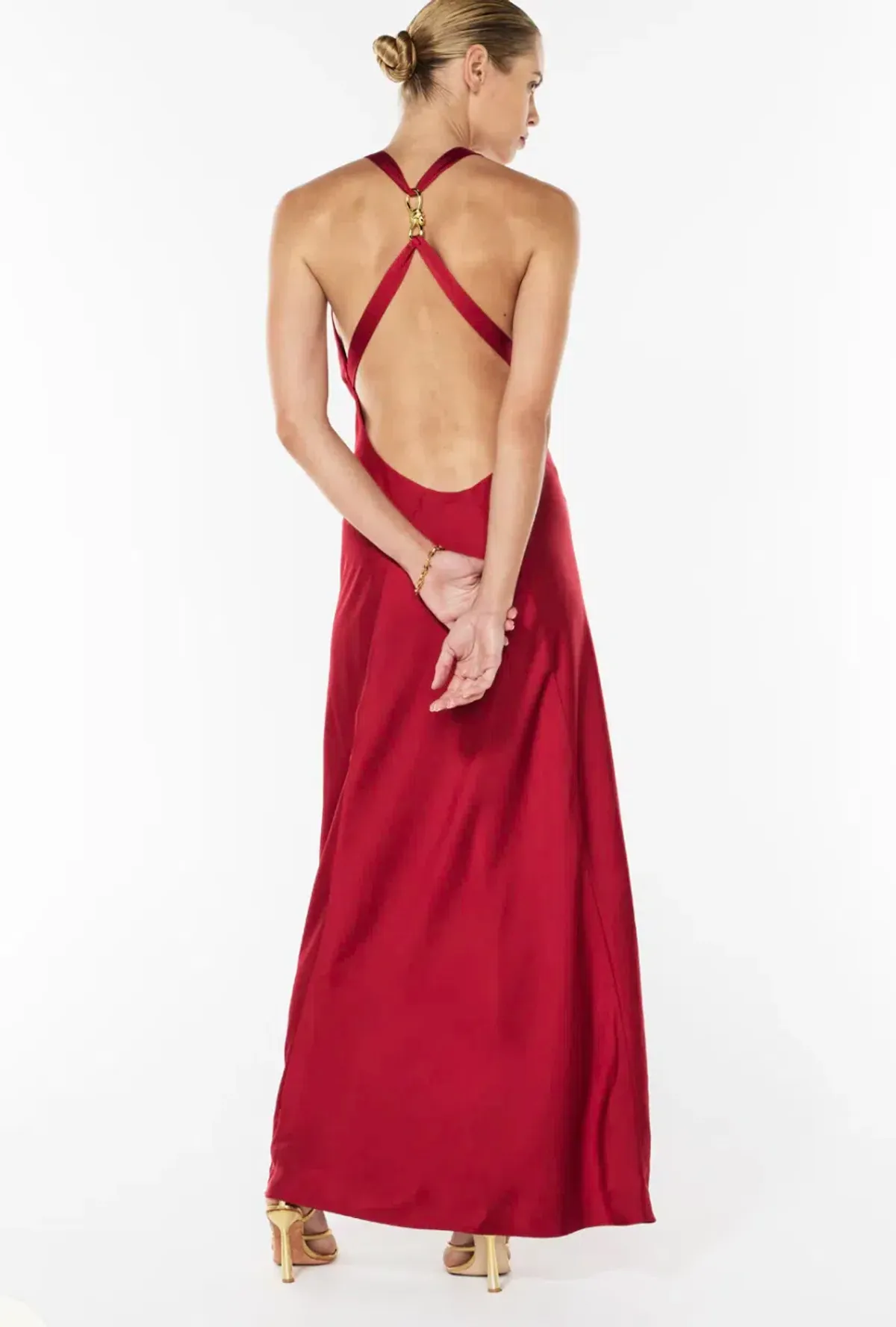 Manning Cartell Charmed Cowl Slip Maxi Dress in Ruby Red Size AU 4 - Image 3