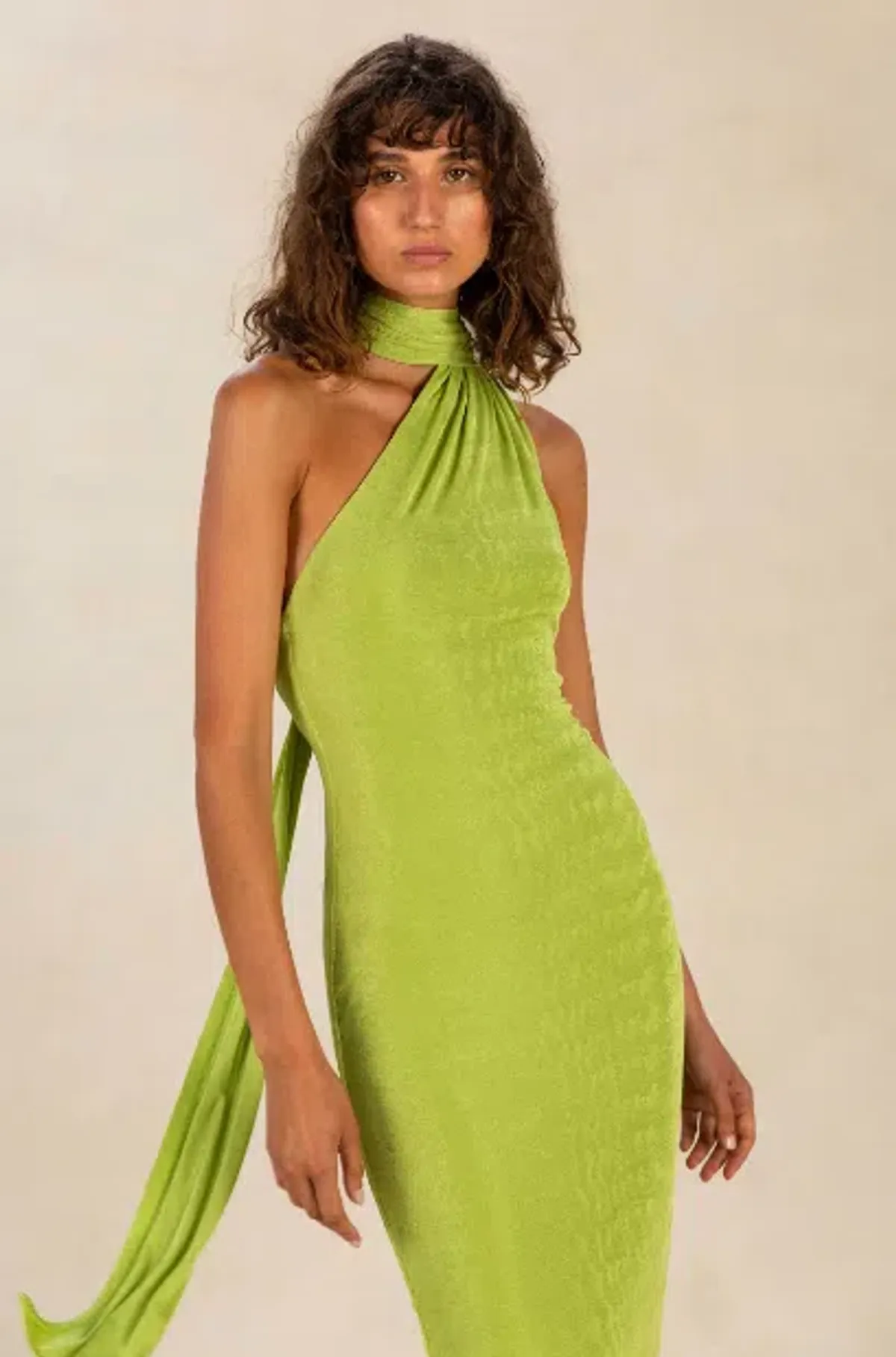 MISHA Nicollette Slinky Jersey Midi Dress Green Size 10/M - Image 1