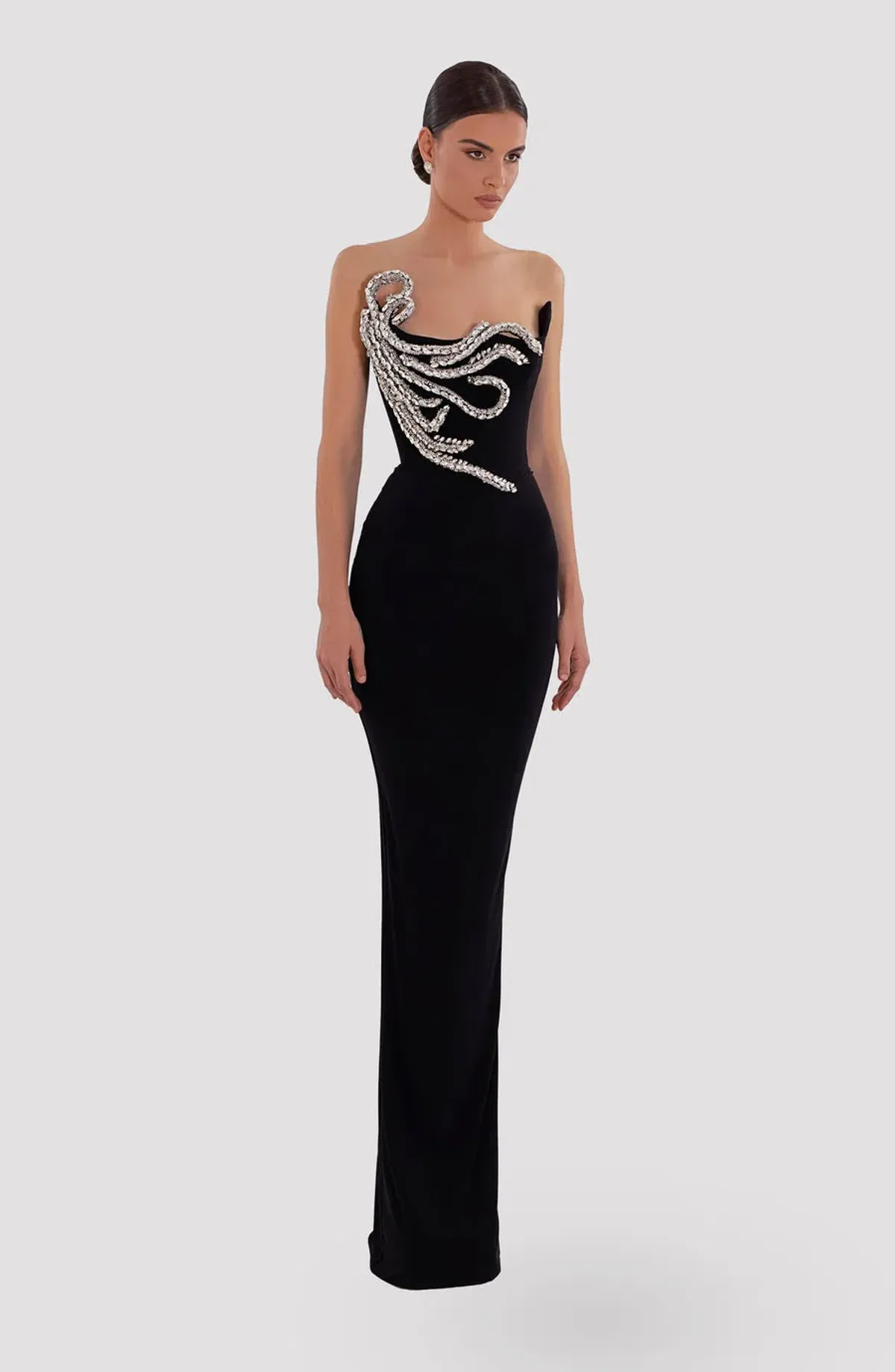 Ablina Dyla Embroidered Corset Black Dress Size 8 - Image 1