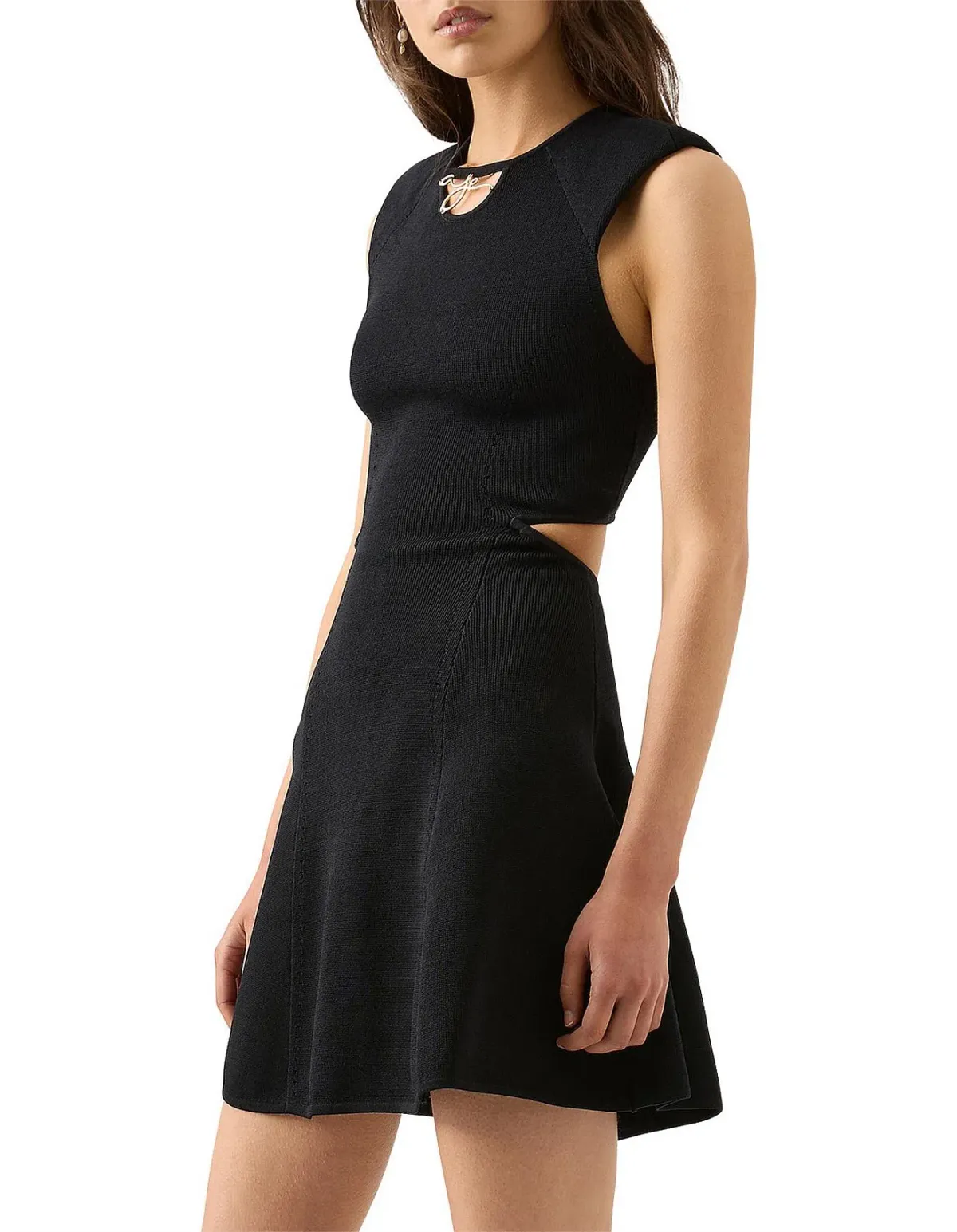 Aje Lena Cut Out Knit Mini Dress Black Size 10 - Image 2