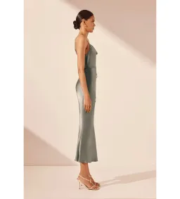 Shona Joy La Lune Bias Cowl Midi Dress in Sage Size 8 for rent on The Volte - image 2
