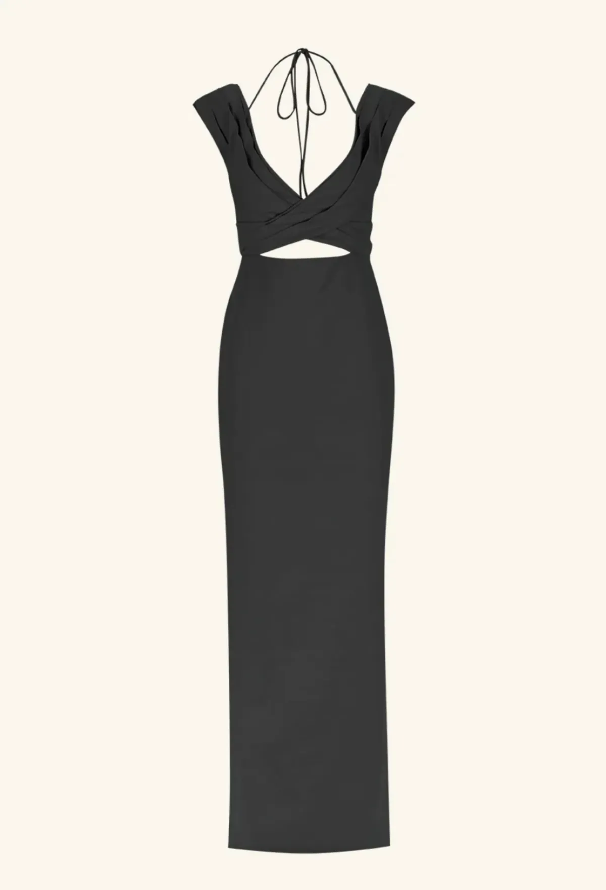 Shona Joy Lani Cross Front Ruched Maxi Dress Black Size 8 - Image 4
