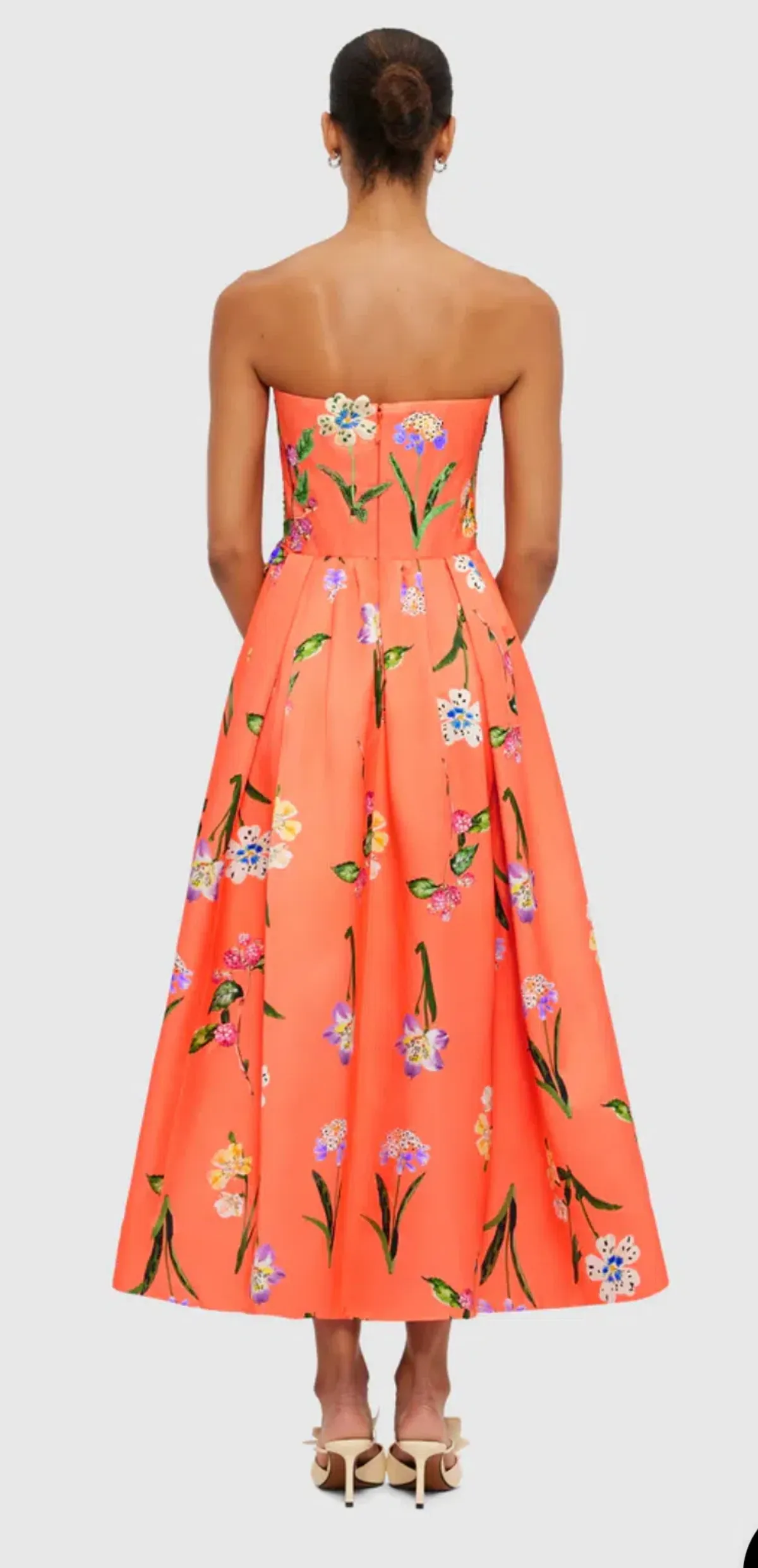 Leo Lin Lynn Bustier Midi Wild Flower Orange Size AU 12 - Image 2