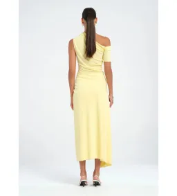 Benni Cleo One Shoulder Maxi Dress in Butter Size AU 6 for rent on The Volte - image 3