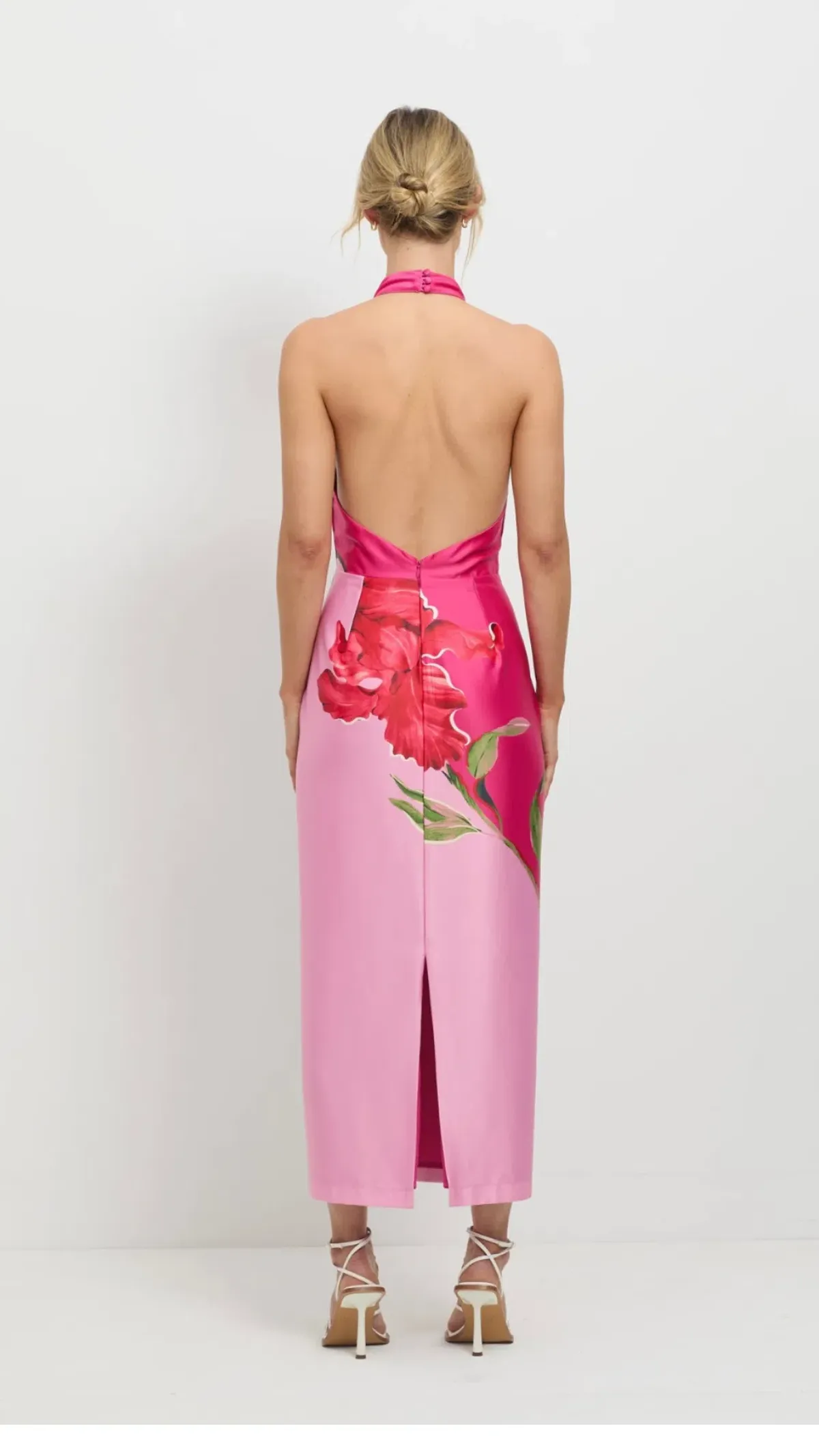 Pasduchas Pompon Halter Midi Dress Pink Size AU 10 - Image 4