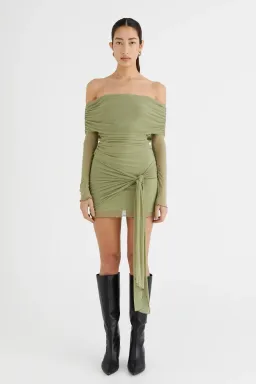 Benni Yasmin Off shoulder MIni Dress Pistachio Size 8 for rent on The Volte - image 3