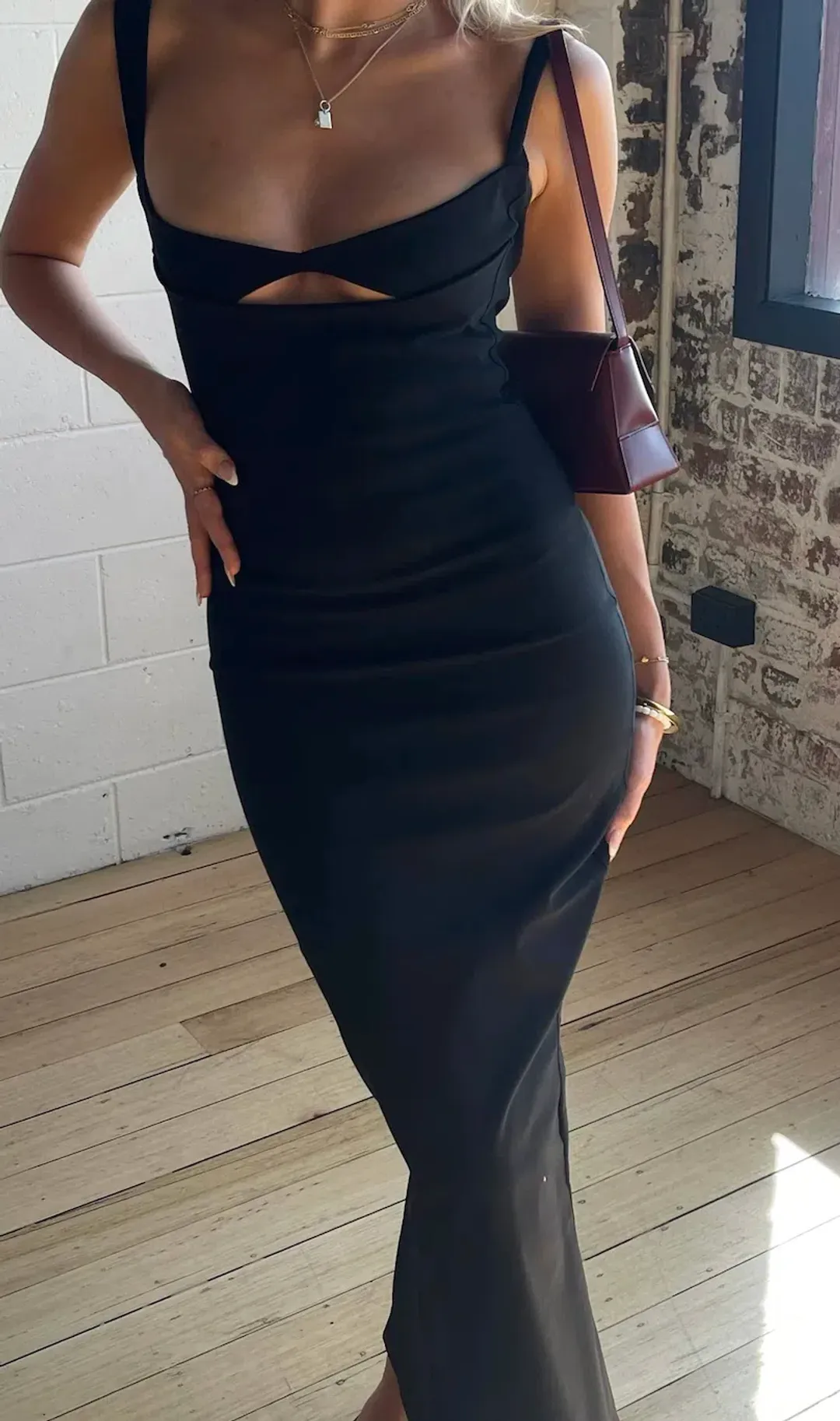 Madison Grace The Bianco Maxi Dress Black Size AU 8 for rent on The Volte - main image