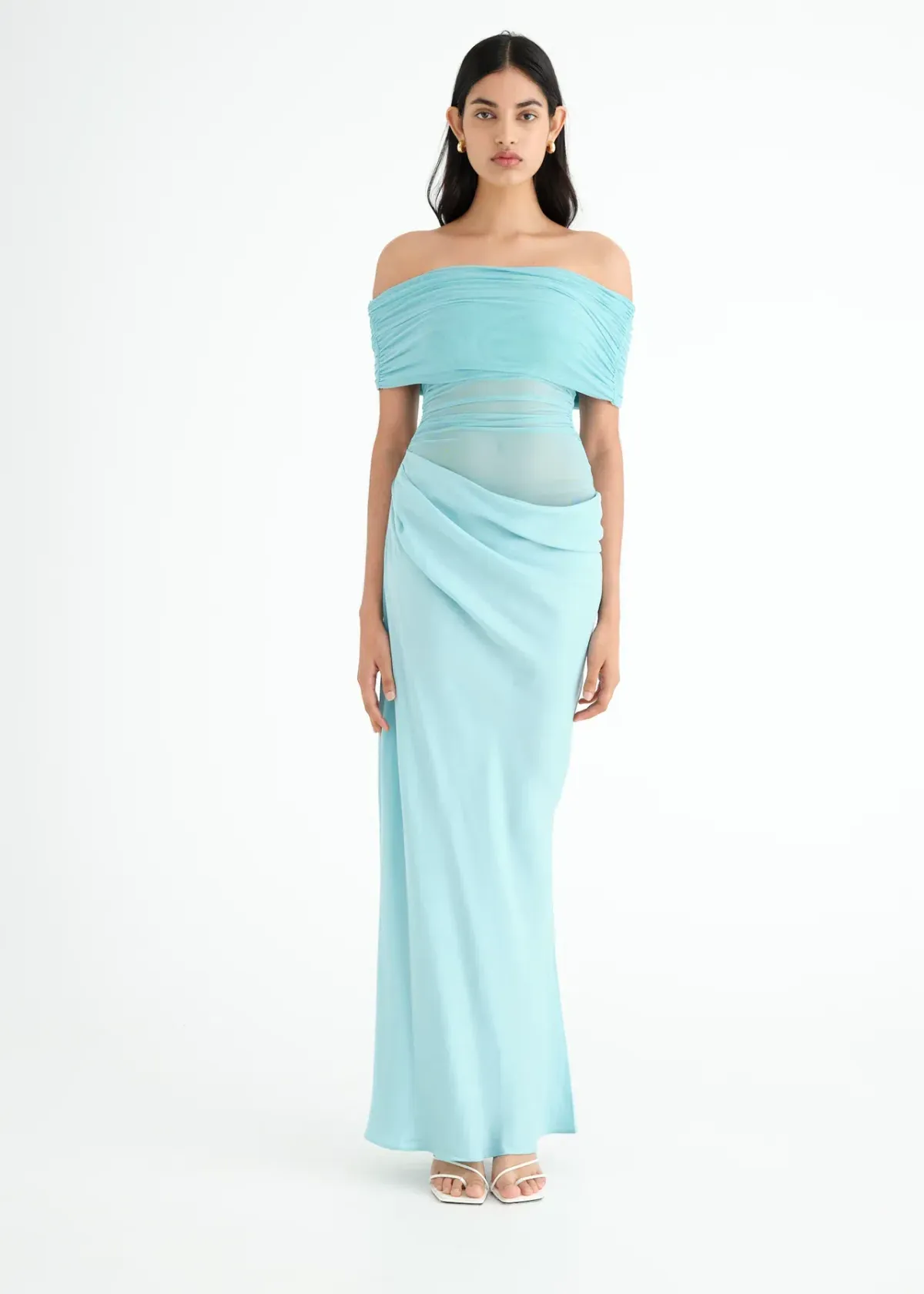 Benni Nico Off Shoulder Maxi Dress Aquamarine Blue Size 10 - Image 1
