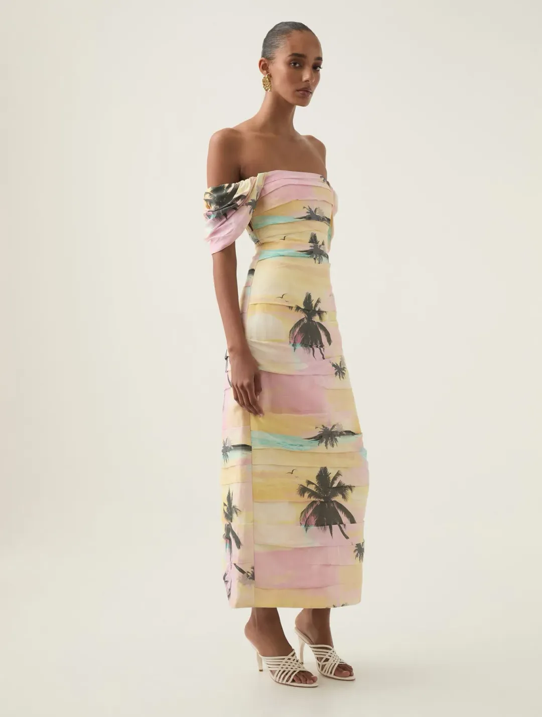 Aje Zara Gathered Midi Dress in Sunset Sky Size 14 for rent on The Volte - main image