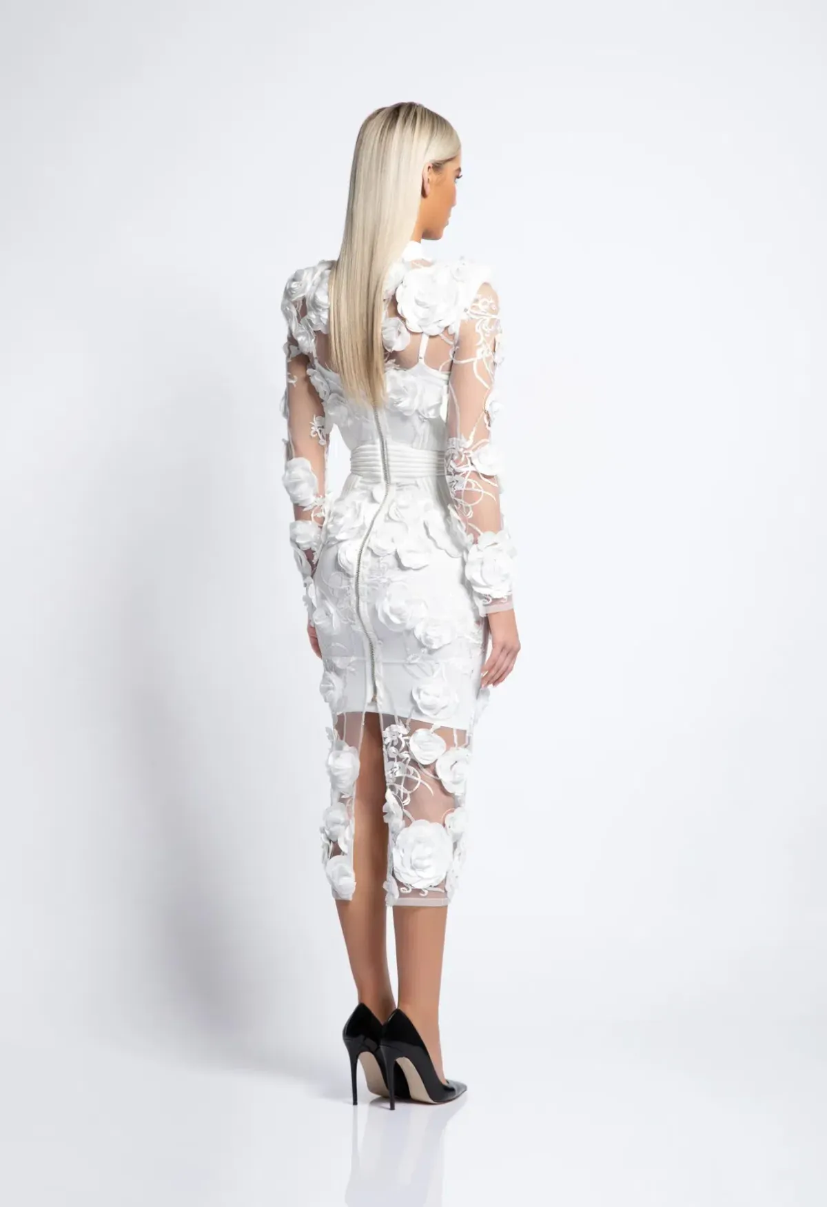 Zhivago White Mini Vendetta Mini Dress Floral Lace Size 6 - Image 3
