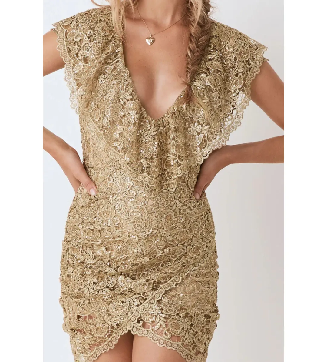 Spell Nina Shift Mini Dress Bronze Size S/AU 8 for rent on The Volte - main image