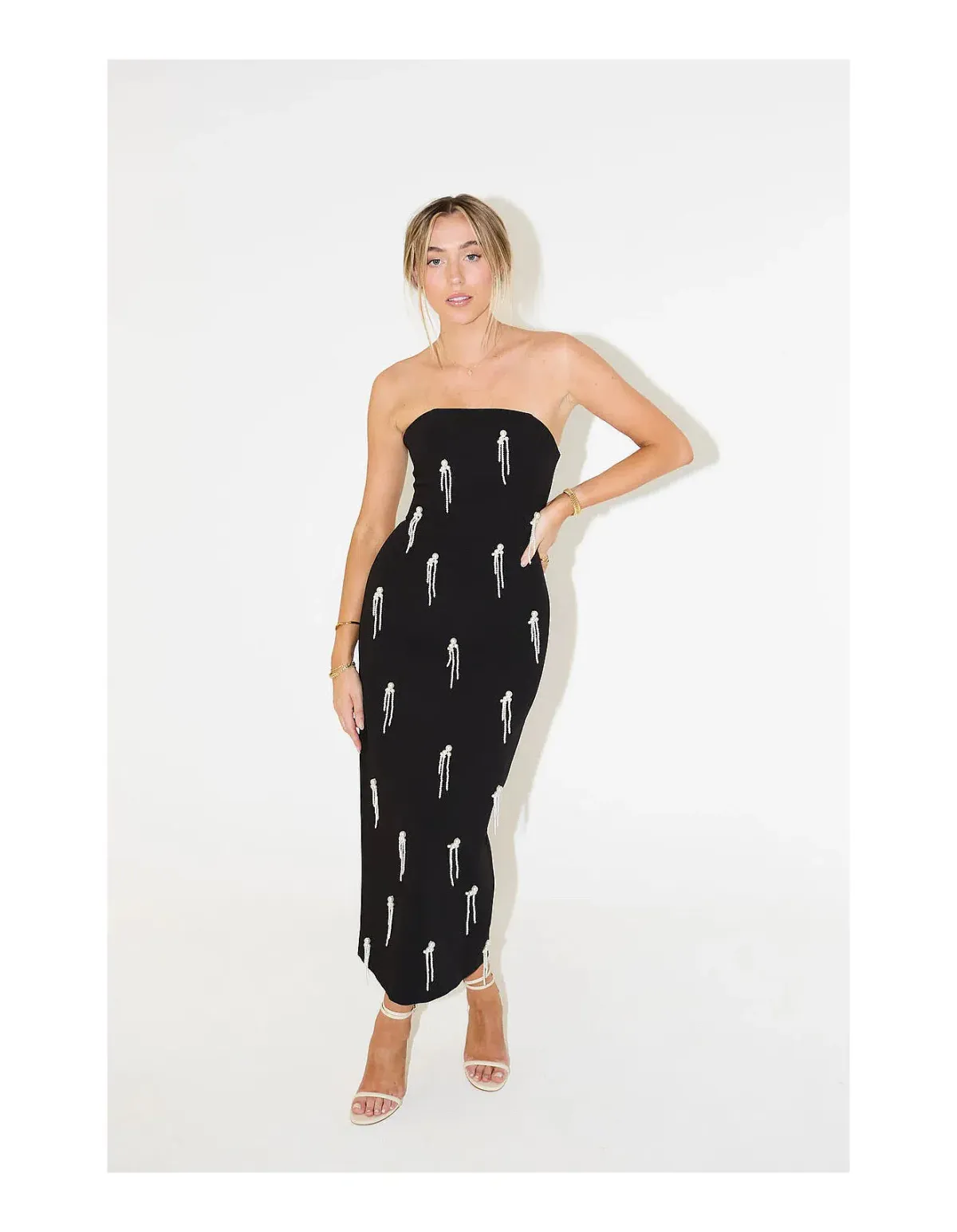 Odd Muse The Ultimate Muse Embellished Midi Dress Black Size S / AU 8 for rent on The Volte - main image
