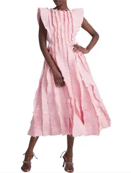 Aje Hybrid Midi Dress Rose Pink Size 10 for rent on The Volte - image 2