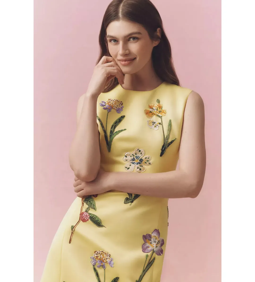 Leo Lin Wildflower Print Sleeveless Midi Dress Sorbet Size 16 for rent on The Volte - main image