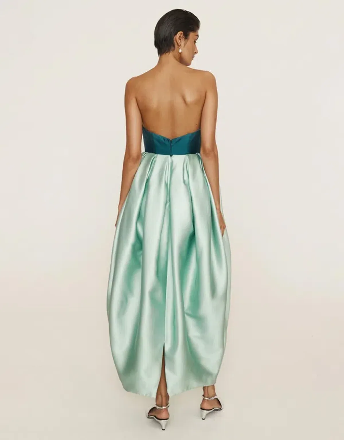 Alemais Anita Gown Midi Satin Strapless Green Size AU 8 - Image 2