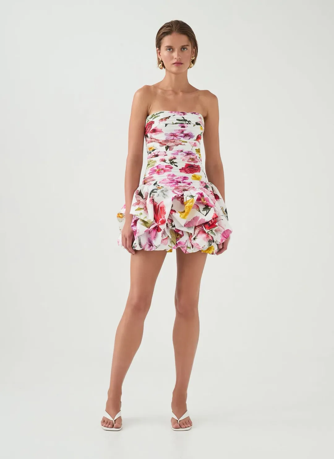 Aje Violette Bubble Hem Mini Dress Collage Floral Size 4 for rent on The Volte - main image