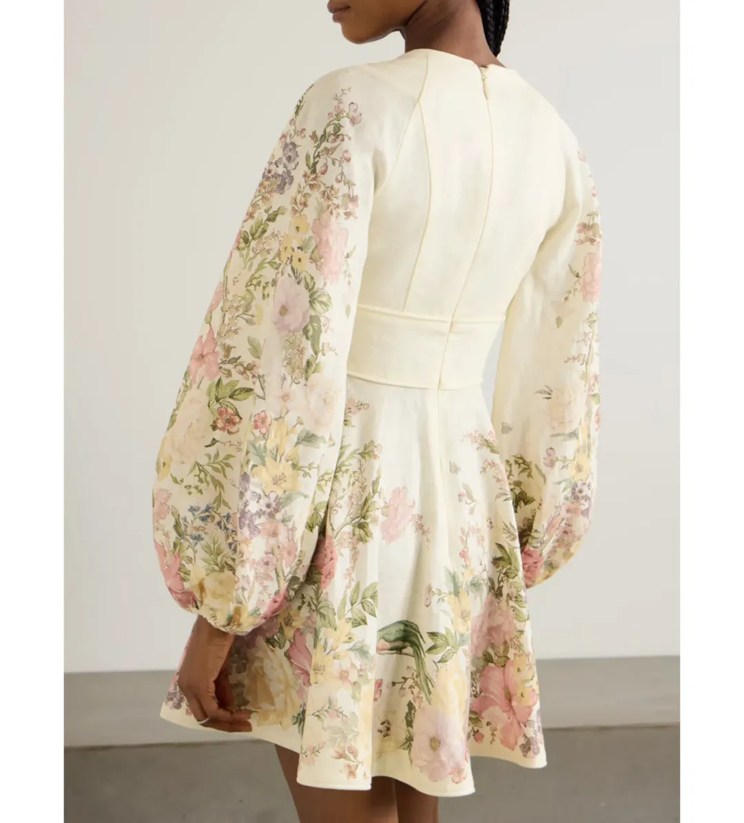 Zimmermann Waverly Plunge Tie-detailed Floral-print Linen Mini Dress Floral Size 0/Au 8 for rent on The Volte - main image