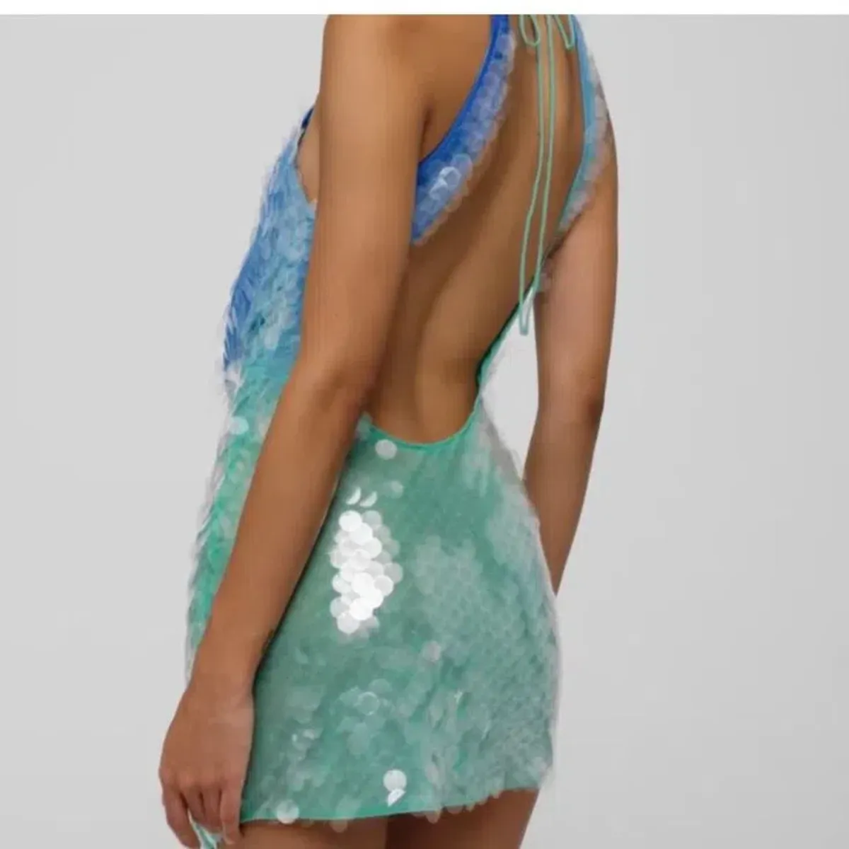 Rat & Boa Kiki Sequin Blue Green Halter Mini Size S AU 8 - Image 3