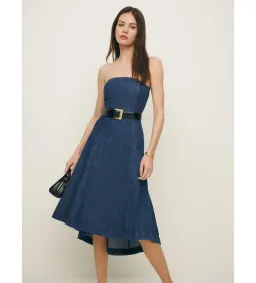 Reformation Zoie Denim Midi Dress Denim Size 4/XXS for rent on The Volte - image 1