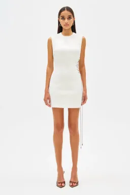 MISHA Kendy Bonded Crepe Cutout Mini Dress Ivory Size 6/XS for rent on The Volte - image 1