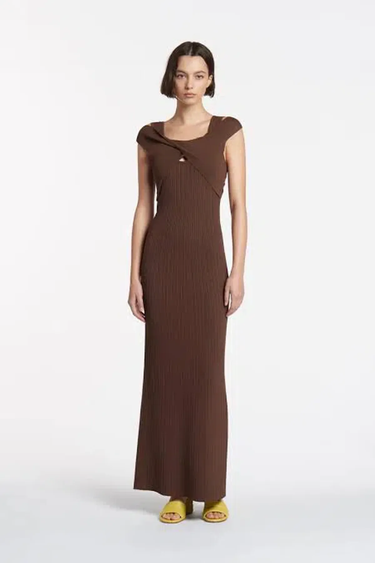 SIR THE LABEL SYLVIE TWIST DRESS CHOCOLATE SIZE AU 8 - Image 2