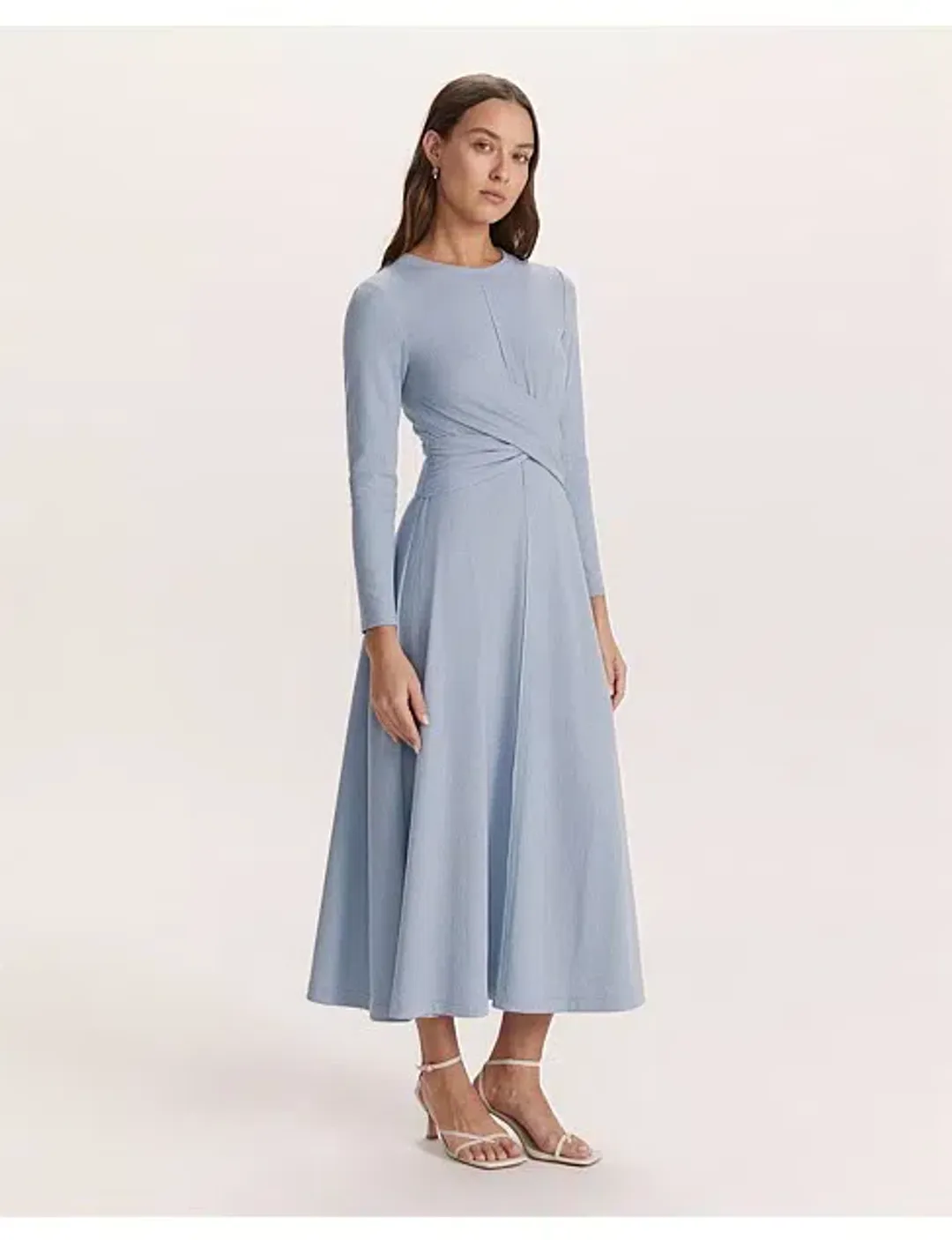 Saba Xanthe Long Sleeve Twist Front Midi Dress Blue Size XXS / Size AU 6 for rent on The Volte - main image