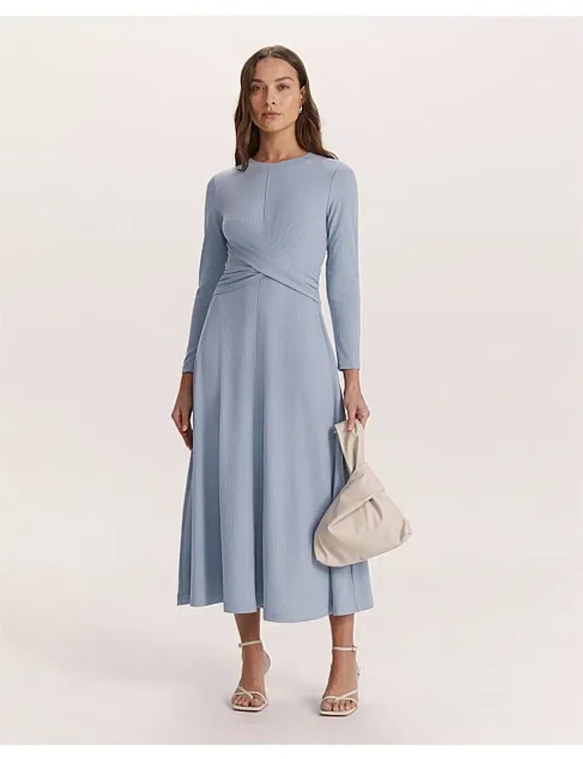 Saba Xanthe Long Sleeve Twist Front Midi Dress Blue Size XXS / Size AU 6 - Image 1