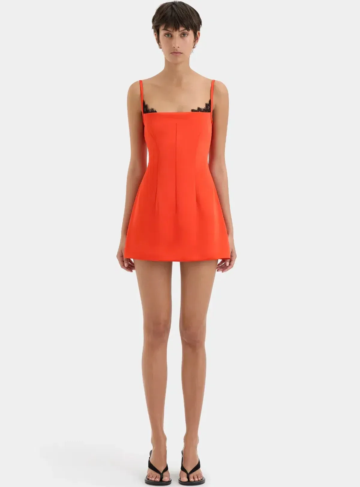 Poppy Contoured Mini Dress in Tangerine - Image 5