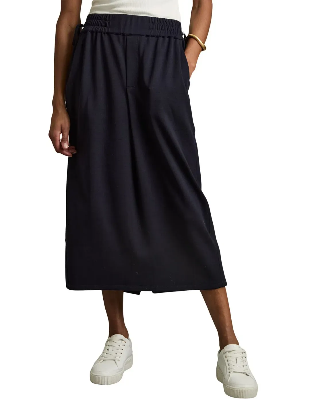 Reiss Nora Ruched Jersey Midi Skirt Navy Size AU 12 for rent on The Volte - main image
