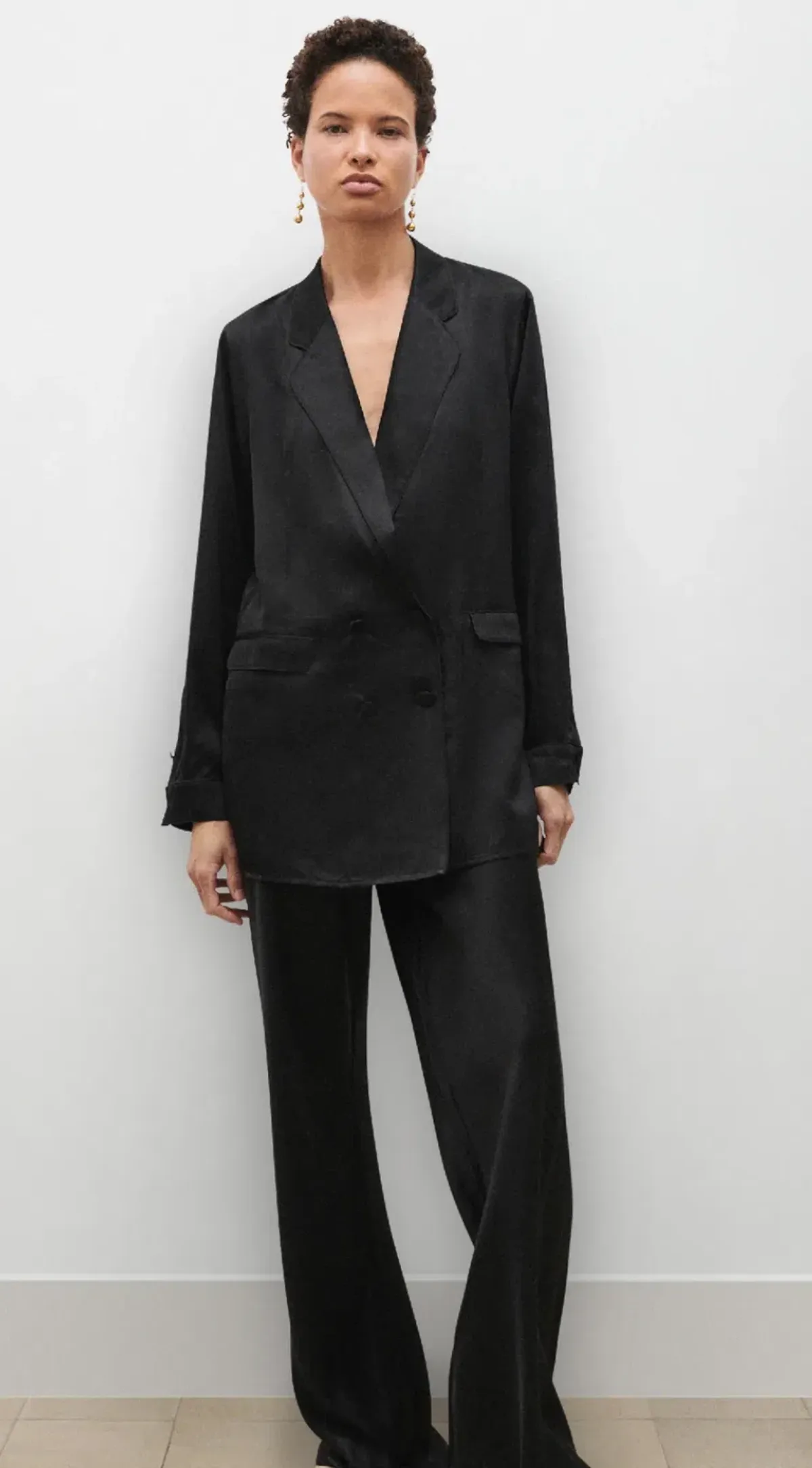 Silk Laundry Relaxed Blazer Black Size 8 - Image 1