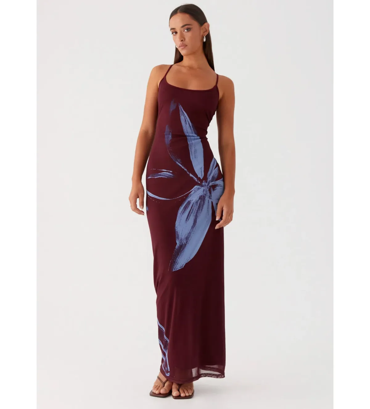 Serene Maxi Dress - Brown Purple Floral Size AU8 - Image 1
