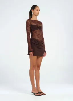 Benni Oskar Mini Dress Brown Size 6 for rent on The Volte - image 2